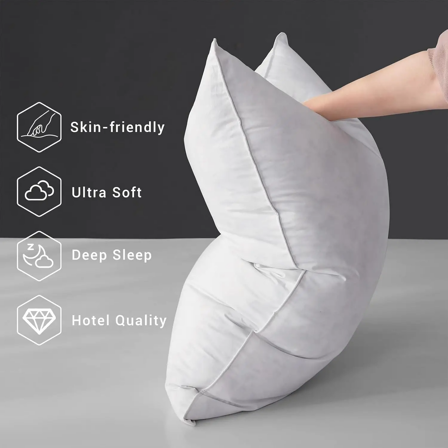 Duck Feathers and Down White Pillows with 100% Cotton